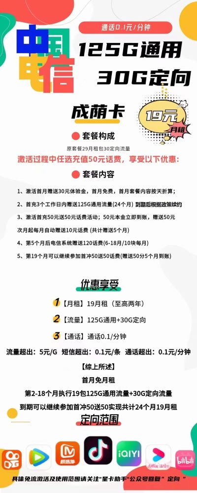 电信成荫卡19元/155G