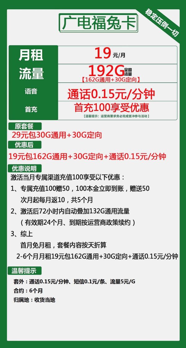 广电福兔卡19元/192G