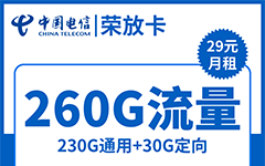 电信荣放卡29元/260G