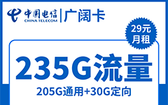电信广阔卡29元/235G/100分钟