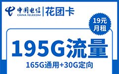电信花团卡19元/195G
