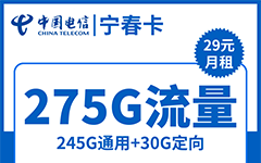 电信宁春卡29元/275G/100分钟
