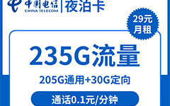 电信夜泊卡29元/235G