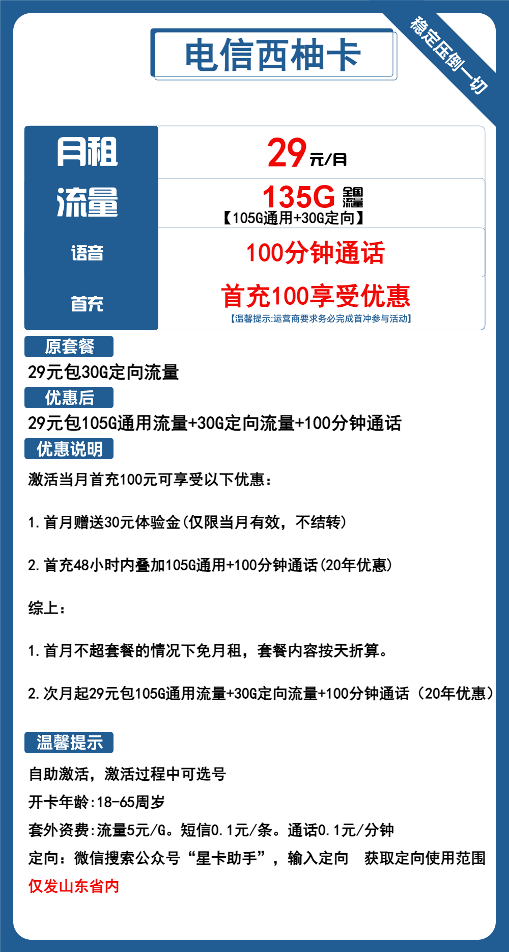电信西柚卡29元/135G/100分钟