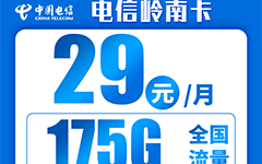电信岭南卡29元/175G/100分钟