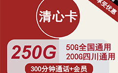 联通清心卡28元/250G/300分钟