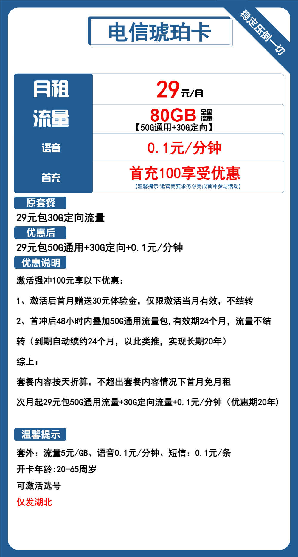 电信琥珀卡29元/80G