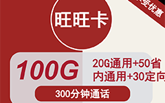 重庆联通旺旺卡19元/100G/300分钟