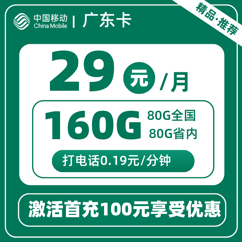 移动广东卡丨29元160G