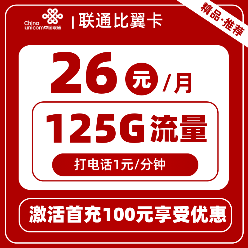 联通比翼卡丨26元125G